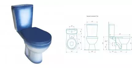 Унитаз-компакт Rosa Рио двухрежимный, синий декор (CS00094180)