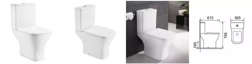 Унитаз-компакт Azario Nigel 365х615х795 напольный, безободковый, слив "Tornado", быстросъемное сиденье микролифт (AZ-55T)