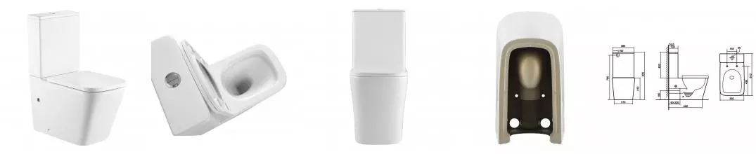 Унитаз-компакт Azario Terra 610х365х835 напольный, безободковый, система смыва "Скрытое торнадо", в комплекте с быстросъемным сиденьем микролифт (AZ-6003-A)