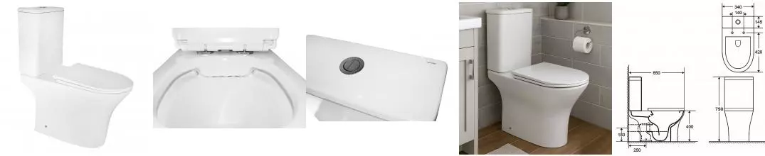 Унитаз напольный Azario FRETTA ROUND 650x340x790 безободковый, в комплекте прямым сиденьем микролифт (AZ-7121A)