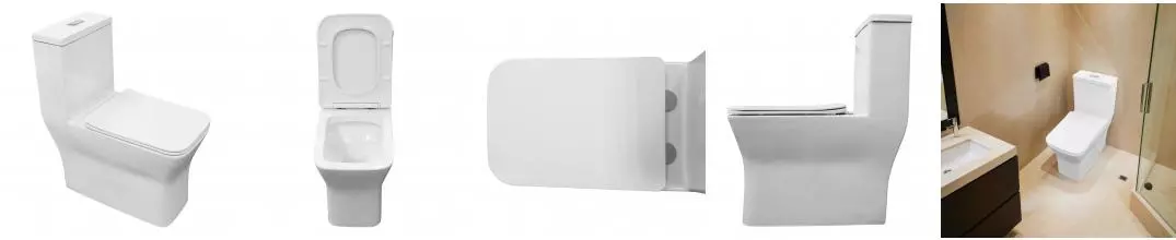 Унитаз напольный Azario Vero безободковый моноблок Горизонтальный слив, сиденье дюропласт микролифт 675x370x785 (AZ-8608)