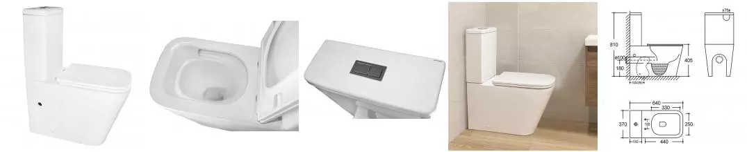 Унитаз-компакт Azario Etéreo 640х370х810 напольный, безободковый, система смыва "Скрытое Торнадо", с быстросъемным сиденьем микролифт (AZ-8203)