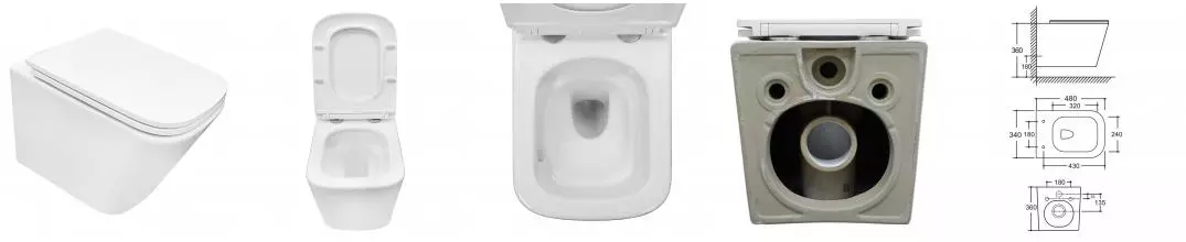 Унитаз подвесной Azario Armonia 340х480х360 безободковый, система смыва "Скрытое Торнадо", с быстросъемным сиденьем "Микролифт" (AZ-2403)