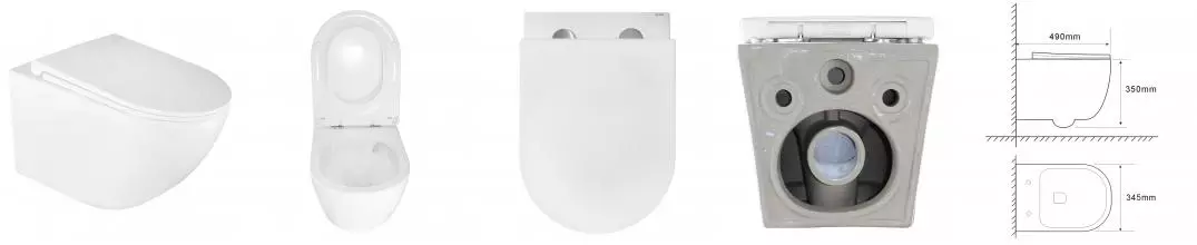 Унитаз подвесной Azario BONELLE 345х490х350 безободковый, смыв "Торнадо", с быстросъемным сиденьем микролифт (AZ-2801E)