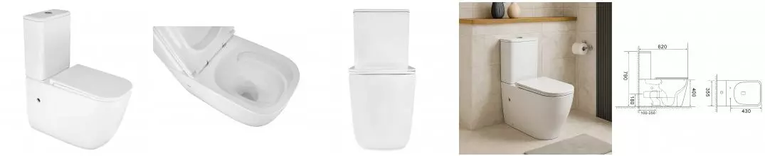 Унитаз-компакт Azario RIANO 355х620х790 напольный, безободковый, слив "Торнадо", с быстросъемным сиденьем "Микролифт" (AZ-1305A)