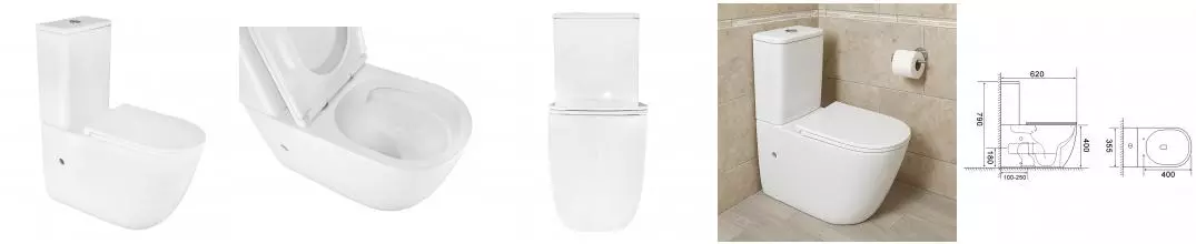 Унитаз-компакт Azario RIANO 355х620х790 напольный, безободковый, слив "Торнадо" с быстросъемным сиденьем "Микролифт" (AZ-1307A)