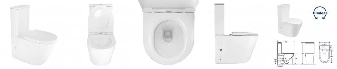 Унитаз-компакт Azario LANDER 410х665х835 напольный, безободковый, в комплекте с быстросъемным сиденьем "Микролифт" (AZ-1299A)