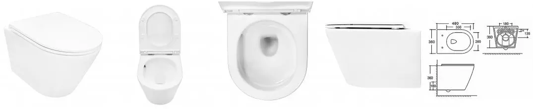 Унитаз подвесной Azario VELA 360х480х360 безободковый, система смыва "Торнадо", с быстросъемным сиденьем микролифт (AZ-2480)