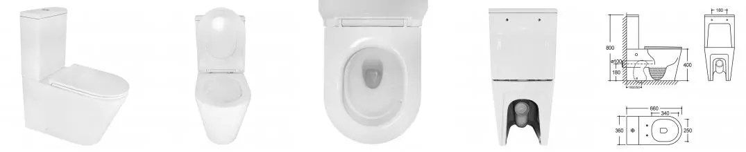 Унитаз-компакт Azario MIZEN 360х660х800 напольный, безободковый, смыв "Скрытое Торнадо", с быстросъемным сиденьем "Микролифт" (AZ-8300)