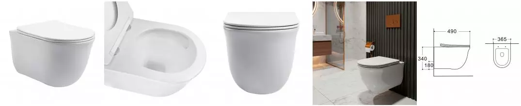 Унитаз подвесной Azario LISTA 490х365х340 безободковый, система смыва "Скрытое Торнадо", с быстросъемным сиденьем "Микролифт" (AZ-1177T)