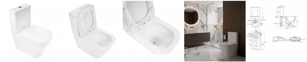 Унитаз-компакт Azario Terra 620х360х810 безободковый, система смыва "Скрытое Торнадо", в комплекте с быстросъемным сиденьем "Микролифт" (AZ-1373AT)