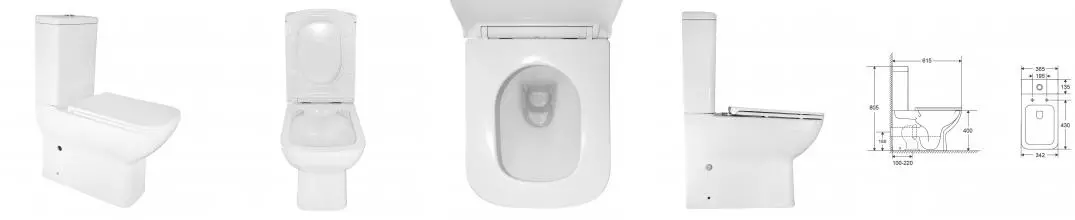 Унитаз-компакт Azario VARO 365х615х805 напольный, безободковый,с быстросъемным сиденьем Микролифт, дюропласт (AZ-2171-1)