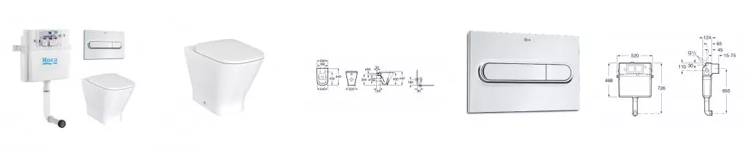 ПЭК Roca THE GAP Приставной унитаз + сидение микролифт + бачок + кнопка смыва