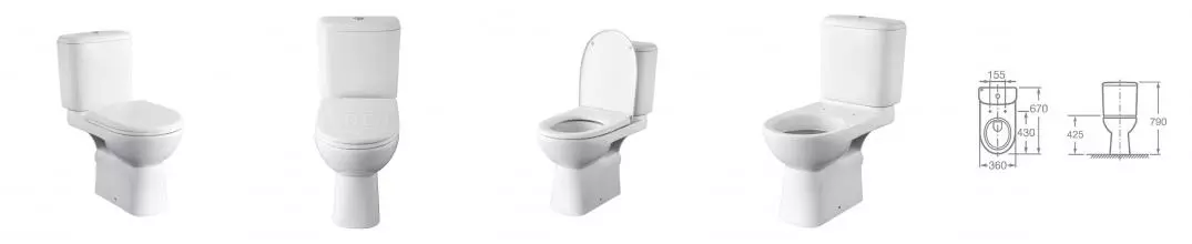 Унитаз-компакт Roca ACCESS, горизонтальный выпуск, c сиденьем микролифт (7.34P2.3.800.Y)