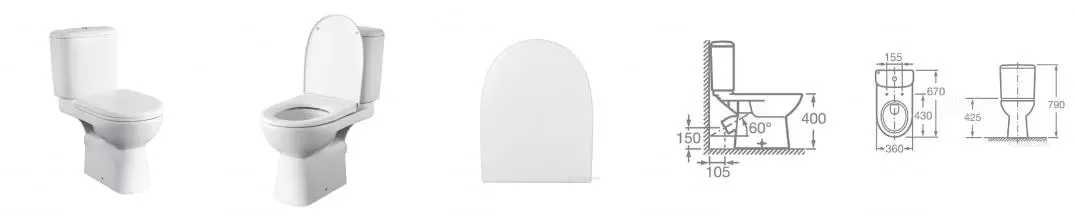 Унитаз-компакт Roca ACCESS, косой выпуск, c сиденьем микролифт (7.34P2.3.900.Y)