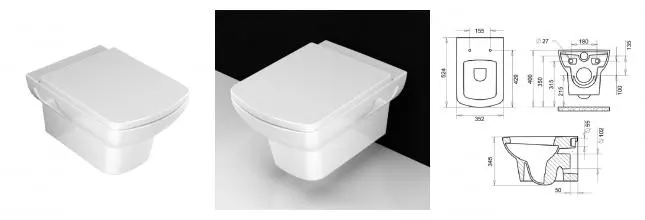 Унитаз подвесной Turavit PLAZA 352х524х345, в комплекте с сиденьем микролифт ARYA, дюропласт (PLZ 1710+0403/2100)