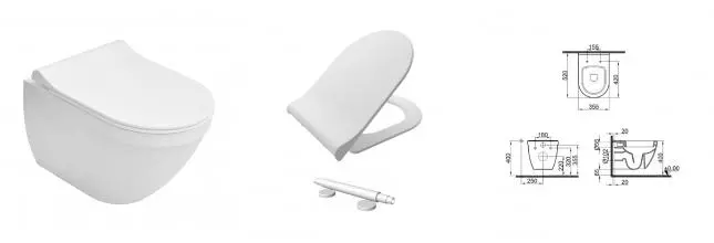 Унитаз подвесной Kale IDEA 2.0, безободковый в комплекте с сиденьем микролифт