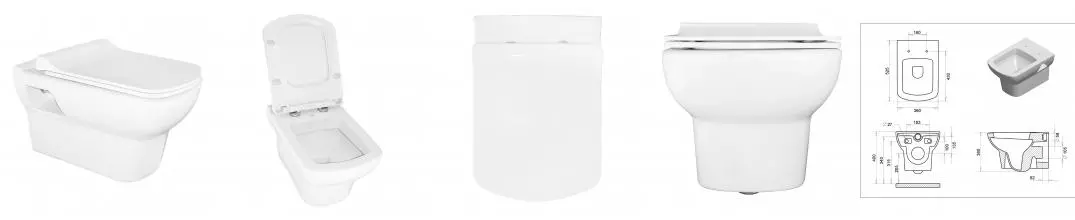 Унитаз подвесной Turavit PLAZA 352х524х345 в комплекте с тонким сиденьем микролифт (PLZ 1710+0419)