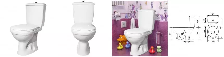 Унитаз-компакт Суперкомпакт Стандарт вертикальный выпуск, с сиденьем, белый (47301110322)