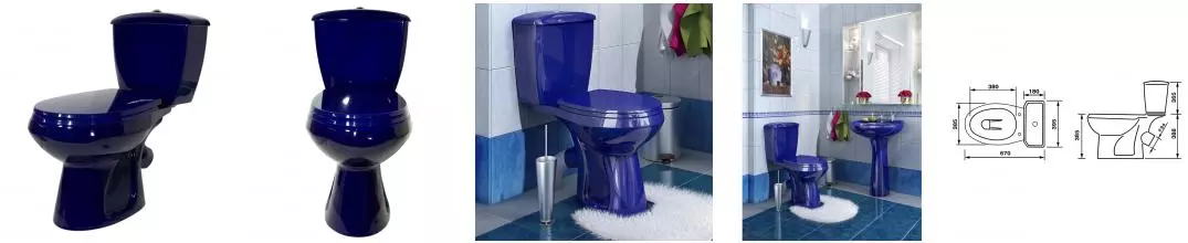 Унитаз-компакт Элисса Стандарт, с сиденьем, синий (43355130202)