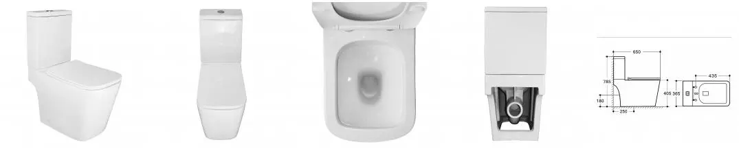 Унитаз-компакт Azario Ferra 365х650х785 напольный, безободковый, с быстросъемным сиденьем микролифт (AZ-1015)