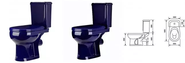 Унитаз-компакт Ирида Стандарт горизонтальный выпуск, с сиденьем, синий (40355130402)