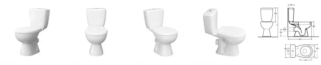 Унитаз-компакт Керамин Позитано ЖС Инкоэр 750х640х360 напольный, с жестким сиденьем, с двухрежимной спускной арматурой и креплением для унитаза (CS00087117)