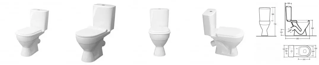 Унитаз-компакт Керамин Толедо Slim МСМЛ Инкоэр 350х650х750 с мягким тонким сидением Slim с микролифтом, с двухрежимной спускной арматурой и креплением для унитаза (CS00087567)