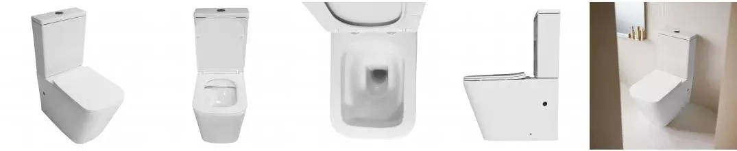 Унитаз напольный Azario Indor безободковый, в комплекте с бачком и сиденьем микролифт, дюропласт 820*630*360 (AZ-T004B-R)