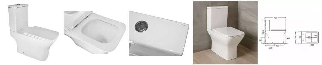 Унитаз-компакт Azario Mari 360х700х805 напольный, безободковый, слив Tornado, в комплекте с быстросъемным сиденьем микролифт (AZ-79143T)