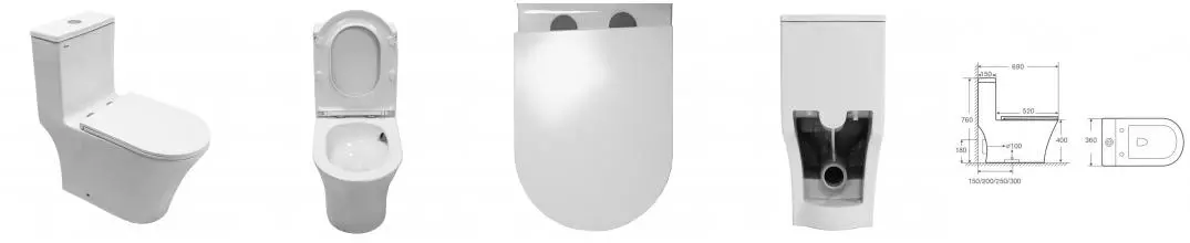 Унитаз-моноблок Azario Vally 690х360х760 напольный, слив "Торнадо", в комплекте с быстросъемным и сиденьем микролифт (AZ-80687)