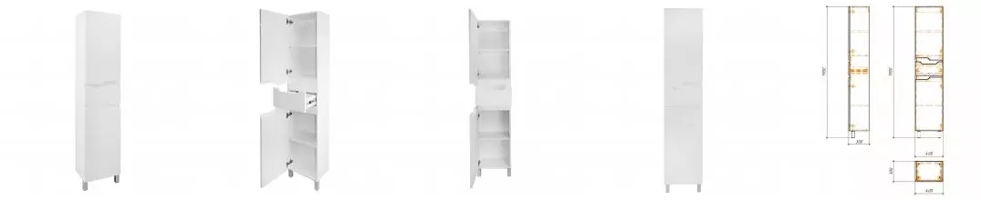 Пенал напольный Azario KANTRI 40 400х300х1900 левосторонний, белый глянцевый (CS00097261) Пенал напольный Azario KANTRI 40 400х300х1900 левосторонний, белый глянцевый (CS00097261)