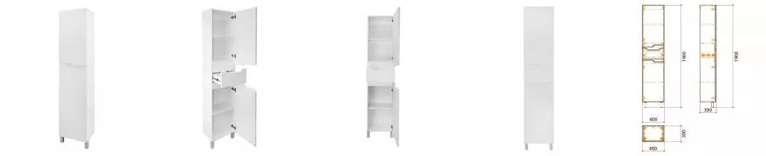 Пенал напольный Azario KANTRI 40 400х300х1900 правосторонний, белый глянцевый (CS00097262) Пенал напольный Azario KANTRI 40 400х300х1900 правосторонний, белый глянцевый (CS00097262)