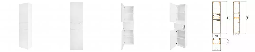 Пенал Azario KANTRI 40 400х307х1600 подвесной, левосторонний, белый глянец (CS00097264) Пенал Azario KANTRI 40 400х307х1600 подвесной, левосторонний, белый глянец (CS00097264)