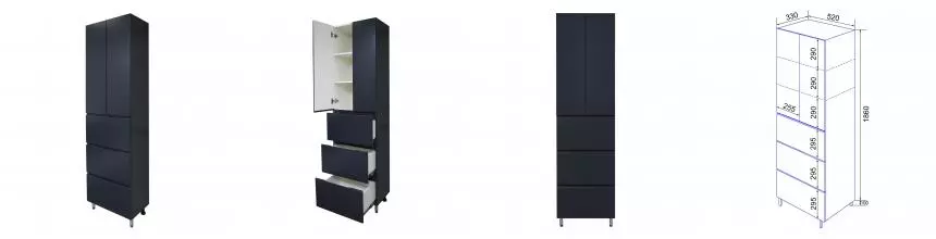 Пенал Эстима 52/3 напольный ГРАФИТ CS00094563 · Azario, CS00094563