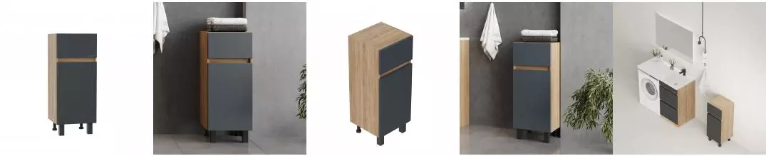 Полупенал Onika Милтон 30 напольный, серый/дуб сонома, правый Полупенал Onika Милтон 30 напольный, серый/дуб сонома, правый