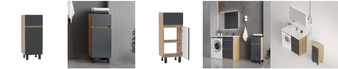 Полупенал Onika Милтон 40 напольный, серый/дуб сонома, правый Полупенал Onika Милтон 40 напольный, серый/дуб сонома, правый