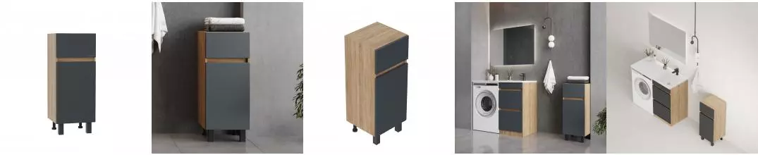 Полупенал Onika Милтон 40 напольный, серый/дуб сонома, с бельевой корзиной Полупенал Onika Милтон 40 напольный, серый/дуб сонома, с бельевой корзиной