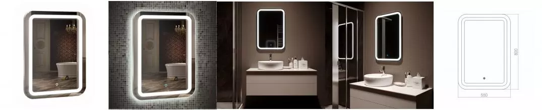 Зеркало AZARIO Мальта-3 550х800 c подсветкой и диммером, сенсор выкл+подогрев+часы (ФР-00001216) Зеркало AZARIO Мальта-3 550х800 c подсветкой и диммером, сенсор выкл+подогрев+часы (ФР-00001216)