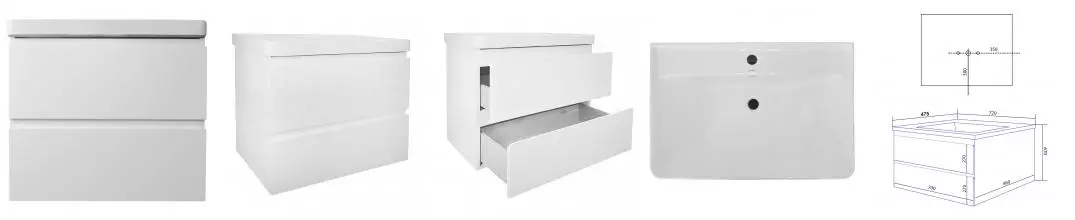 Комплект Тумба Azario Мила 70 720х670х475 подвесная с раковиной Monte 70 (CS00082786)