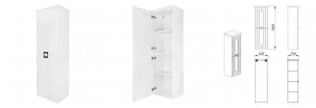 Пенал подвесной Azario ARMARIO 400х330х135 левосторонний, белый глянцевый (CS00096917)