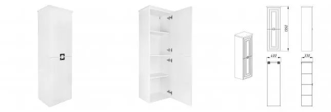 Пенал подвесной Azario ARMARIO 400х330х135 правосторонний, белый глянцевый (CS00096918)