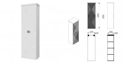Пенал подвесной Azario ZENA 400х330х1350 левосторонний, белый глянец, ручка хром (CS00096930)