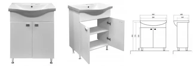 Комплект Тумба София 60 600х820х460 с раковиной Basic 60 (CS00079242)