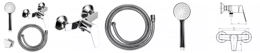 Смеситель для душа LORANTO AVRORA керамический картридж, с полным душевым набором, хром (LR40506000)