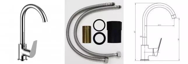 Смеситель для кухни LORANTO AVRORA керамический картридж, поворотный излив, хром (LR70506000)