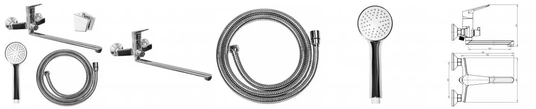 Смеситель для ванны LORANTO GRACIA керамический картридж, длинный излив, хром (LR90000015)