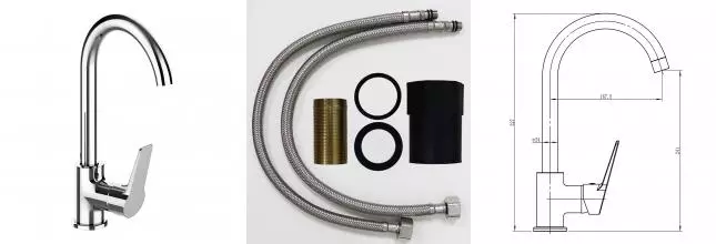 Смеситель для кухни LORANTO INESSA керамический картридж, поворотный излив, хром (LR70287001)