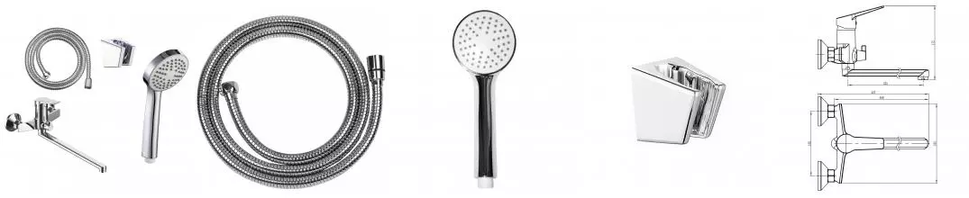 Смеситель для ванны LORANTO INESSA керамический картридж, длинный излив, хром (LR90287000)