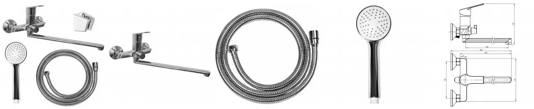 Смеситель для ванны LORANTO KATRINA керамический картридж, длинный излив, хром (LR90504000)